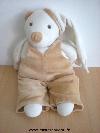 Ours-Doudou-et-compagnie-Fripon-blanc-salopette-marron-bonnet-blanc