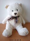 Ours-Marionnaud-Blanc-beige-ruban-marron