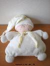 Poupee-Nounours-Tissus-eponge-blanc--bonnet-en-lange-blanc