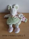 Souris-Doudou-et-compagnie-Vert-blanc-rose-barbotine-avec-bebe